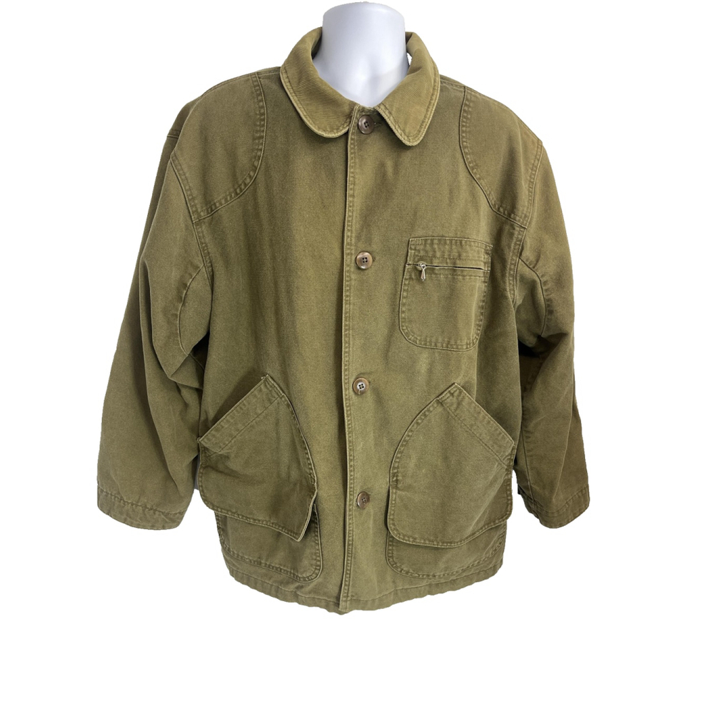 Vtg 80s LL Bean Jacket Mens Large Green Chore Barn Field Coat Made In USA